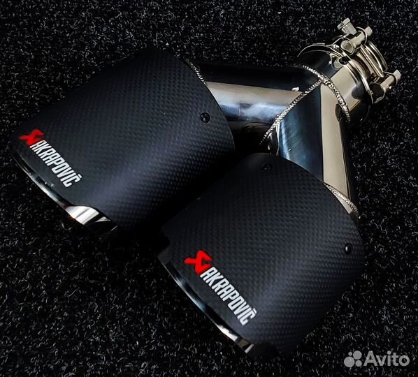 Насадка на глушитель двойная Akrapovic style 63