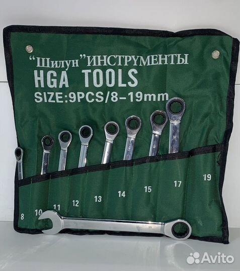 Набор ключей с трещоткой в сумке 8-19мм