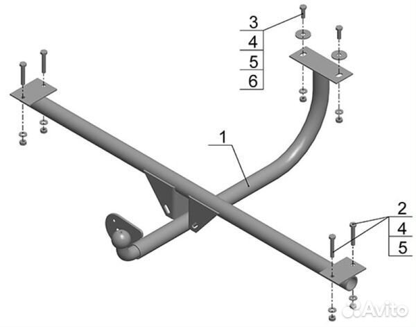 Фаркоп Лада Нива 4x4, 2121, 21213, 21214, 2131, 2