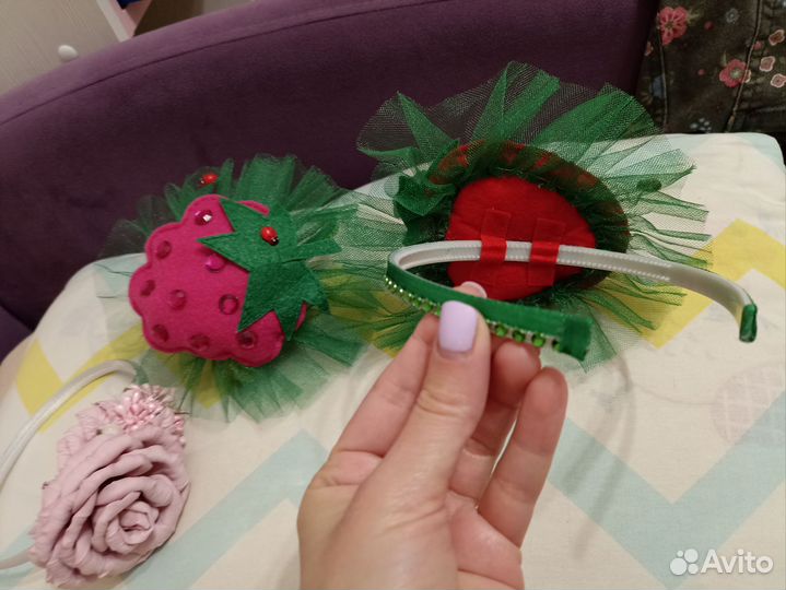 Ободок на утренник, малина, клубника