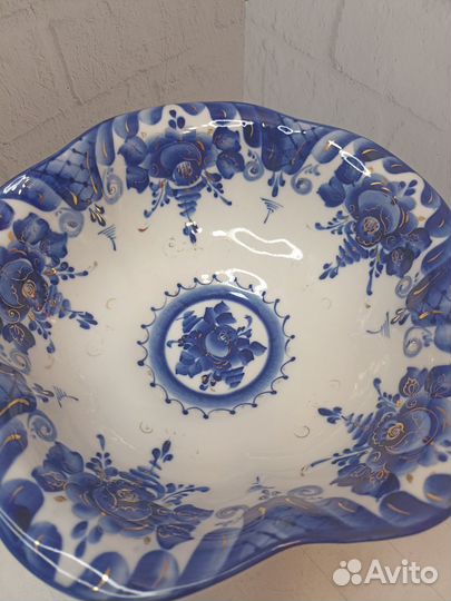 Конфетница Гжель, позолота