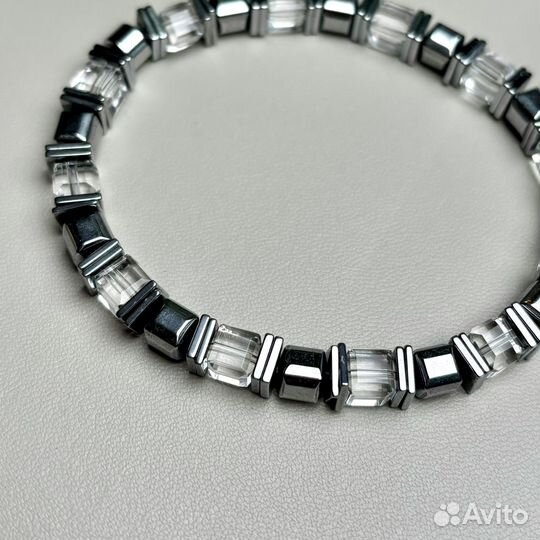 Браслет мужской из горного хрусталя