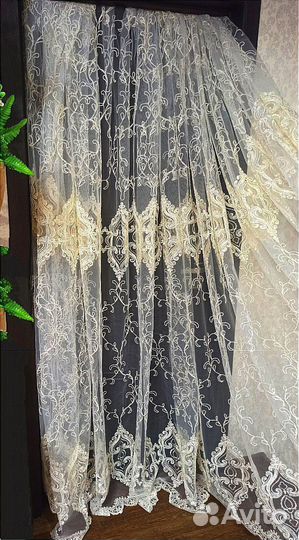 Тюль вышивка отрез ширина 6.45 м