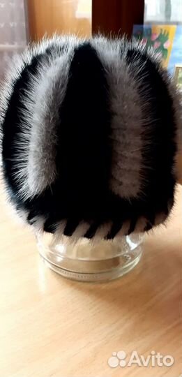 Шапка норковая вязаная женская