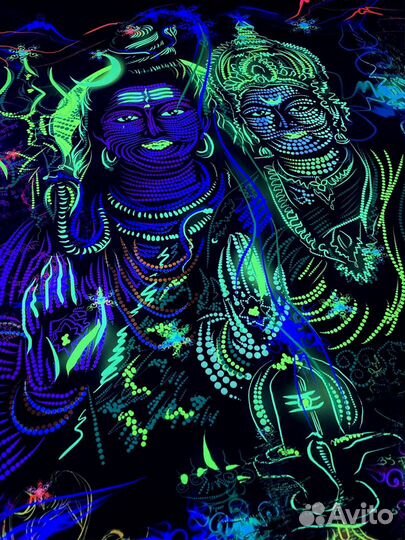 Индийское полотно Шива и Шакти Полотно для медитац