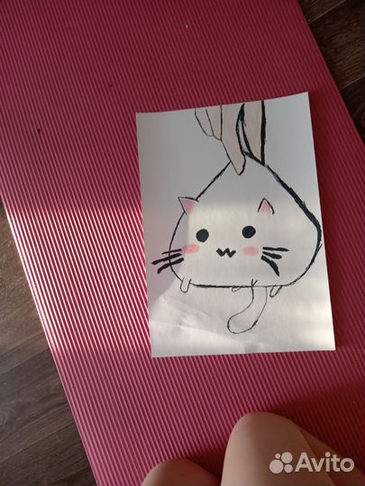 Картина котик фломастерыми и карандашами