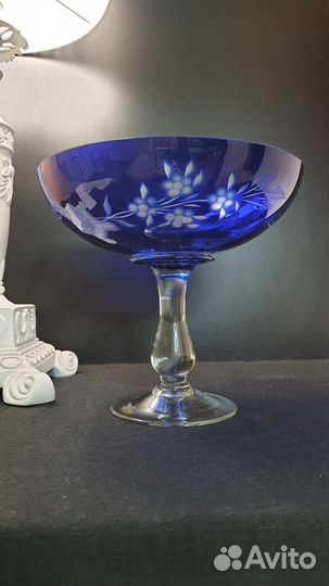 Ваза кобальт на ножке СССР
