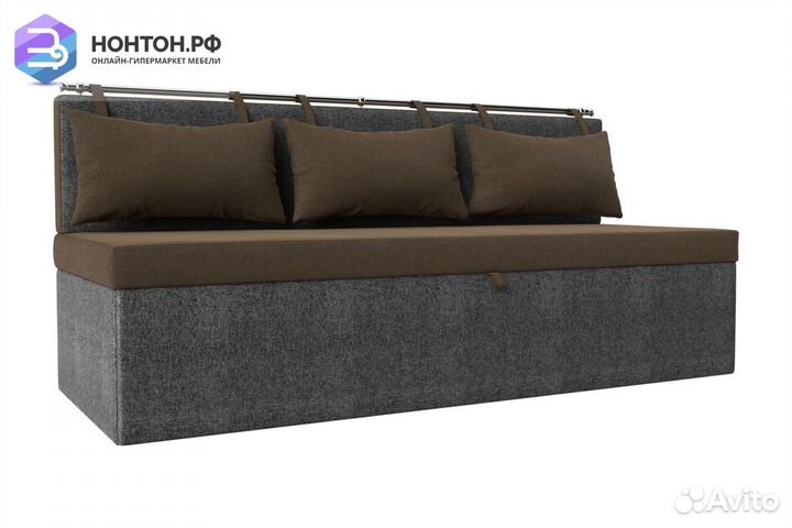 Кухонный прямой диван Метро рогожка коричневый / с