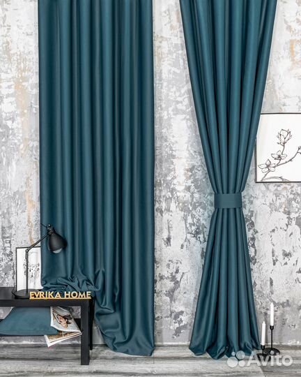 Шторы блэкаут Амадео морская волна новые пошив