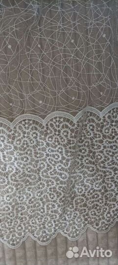 Тюль 230 на 500,широкая тесьма