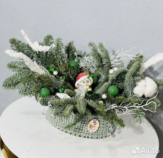 Новогодний буке из нобилиса живая ель