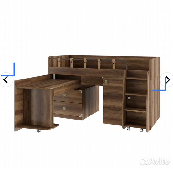 Кровать чердак со столом и шкафом