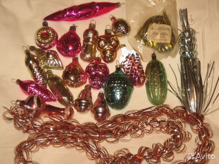 Елочные игрушки. Украшения. Стекло. СССР