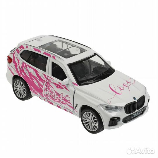 Машина BMW X5 M-Sport Love 12 см бело-розовая металл инерция Технопарк X5-12GRL-WH