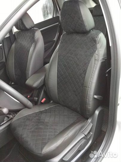 Чехлы Автопилот LADA Vesta Черные+альк черная+Ромб