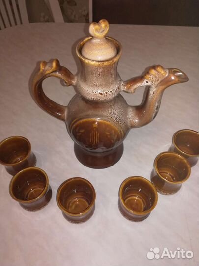 Набор СССР, графин и рюмки из керамики