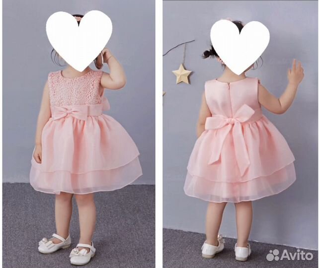 Новое нарядное платье для девочки на годик 80