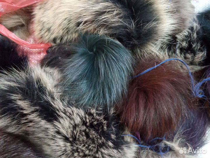 Помпон, куски меха для рукоделия