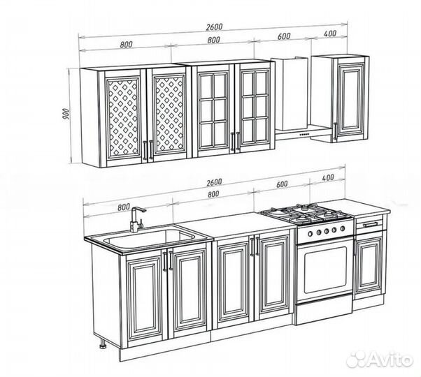Кухня Престиж 2,0/900м Компоновка №4