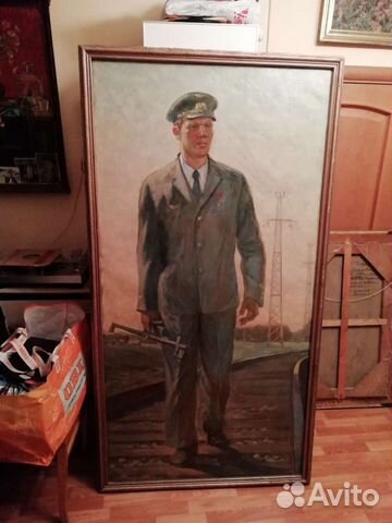 Соцреализм, картина маслом, портрет работника депо