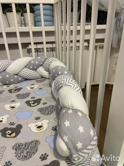 Бортик коса из хлопка 220см в детскую кроватку