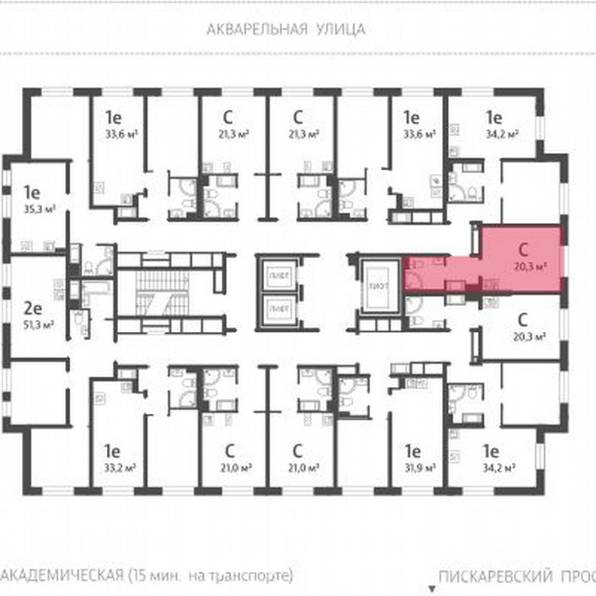 Квартира-студия, 20 м², 23/25 эт.