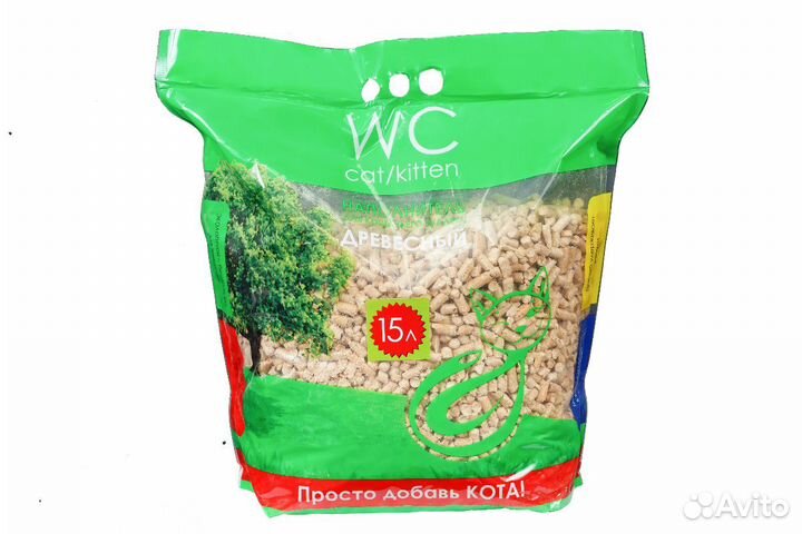 Наполнитель древесный премиум впитывающий WC