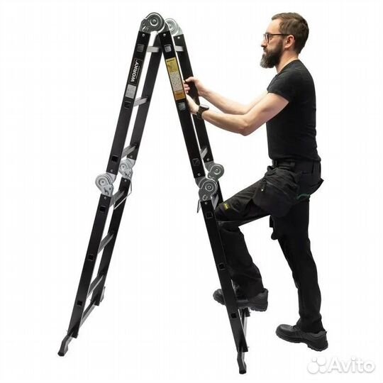 Лестница 4х4 worky Profi Black с помостом, высота