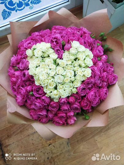 101роза сердце, доставка получателю по номеру