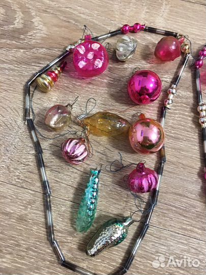 Мини ёлочные игрушки СССР стеклярус