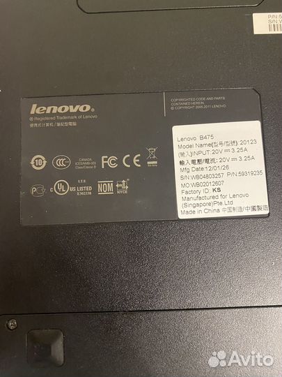 Ноутбук Lenovo b475