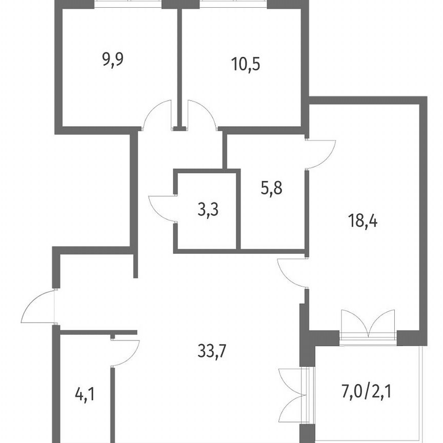 3-к. квартира, 87,8 м², 1/9 эт.