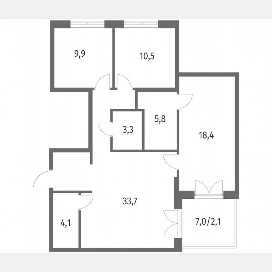 3-к. квартира, 87,8 м², 1/9 эт.