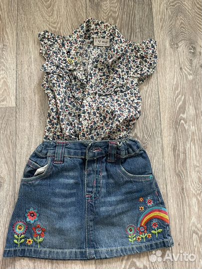 Юбка джинсовая с рубашкой next 104