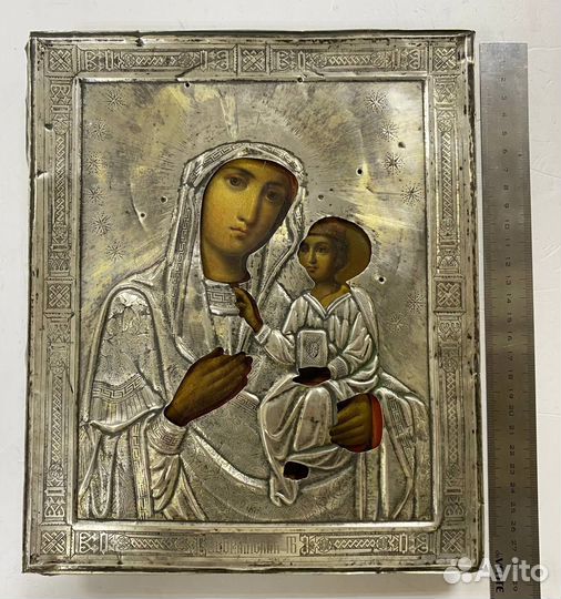 Икона Богородица. Серебро. 1895 год. 84 проба
