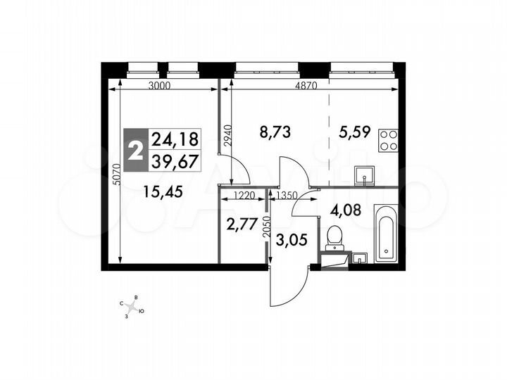 2-к. апартаменты, 39,7 м², 9/15 эт.