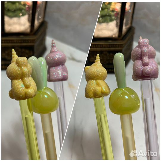 Ручка подарочная единорог/зайчик синяя шариковая