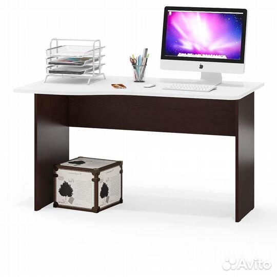 Стол письменный Мебельный Двор мд 1.04 цвет венге/белый шагрень, 130х75х74 см