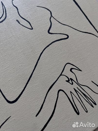 Картина одной линией на холсте