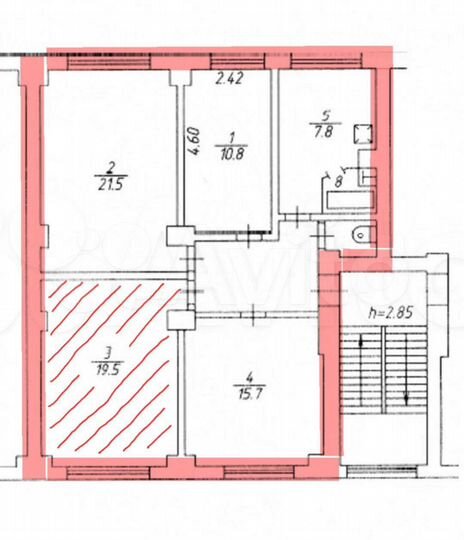 Комната 21,3 м² в 3-к., 1/2 эт.