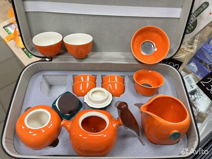 Китайский чайный сервиз Хурма подарок в чемодане