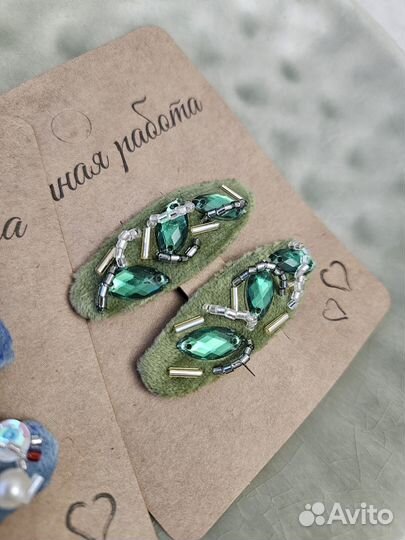 Бархатные заколки ручной работы клик клак 5-6см