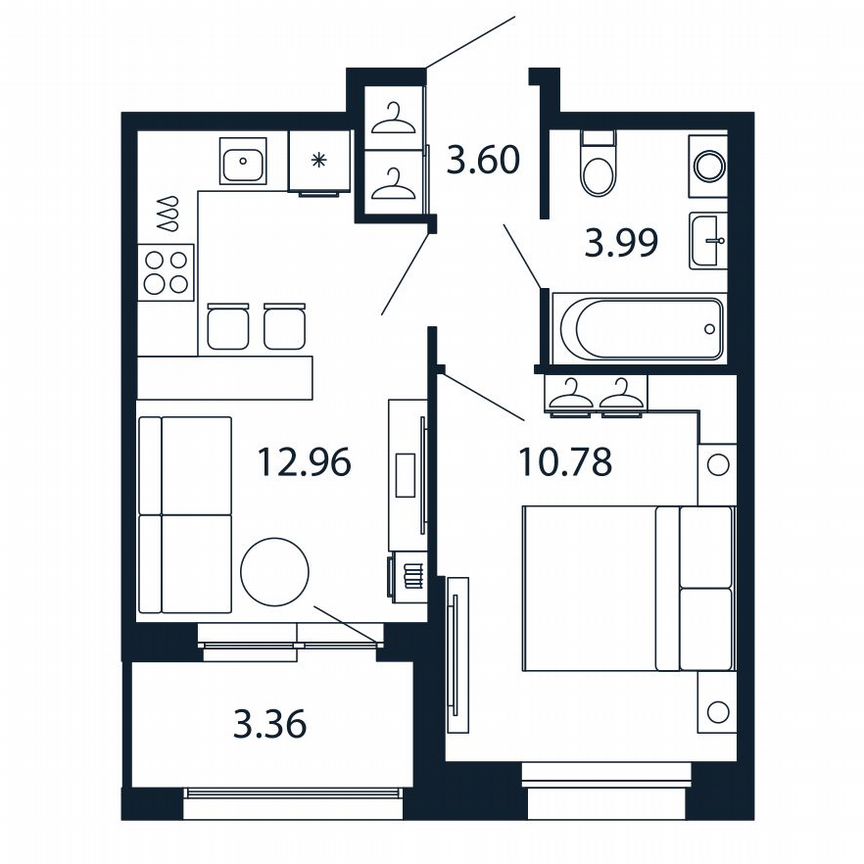 1-к. квартира, 33 м², 4/12 эт.