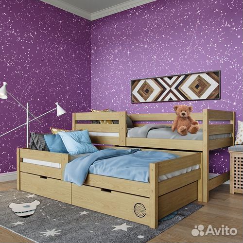 Кроватка из массива для малыша с бортиком софа