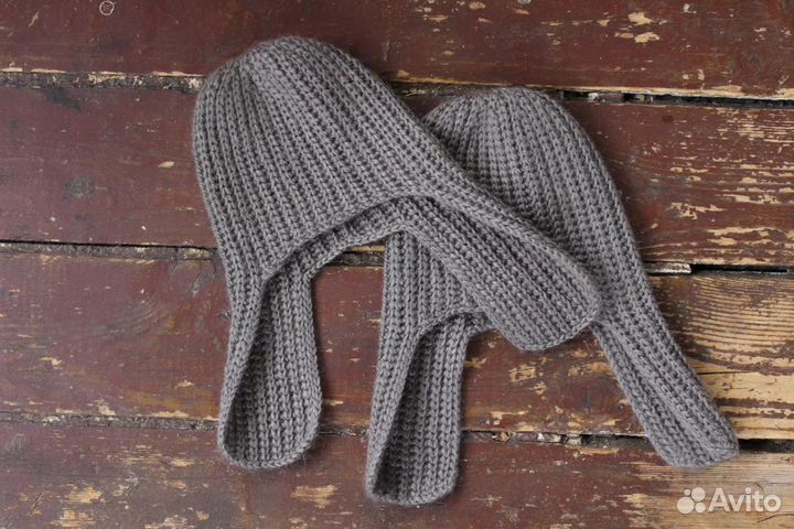 Шапка ушанка вязаная