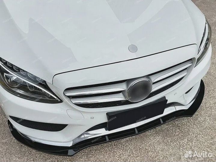 Губа передняя Mercedes W205 AMG дорест черн глян