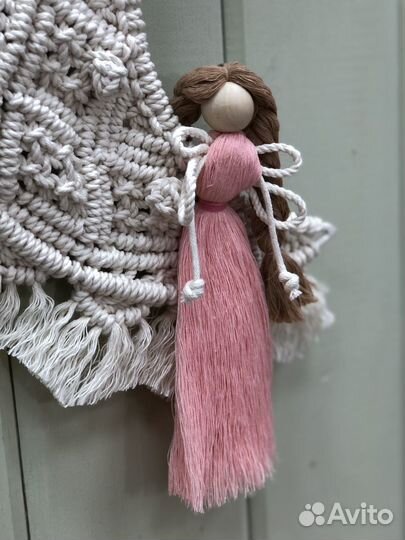 Панно макраме Луна с Ангелочком