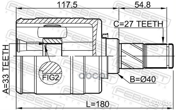 Шрус внутренний левый 33X40X27 0211JJ10ELH Febest