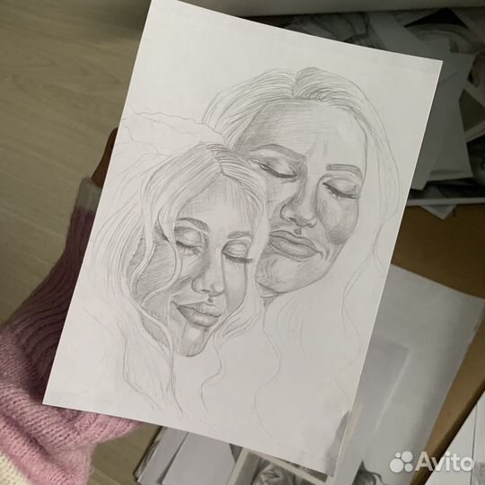 Портрет карандашом по фото на заказ, графика