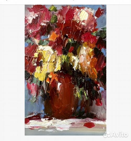 Интерьерная картина текстурная маслом Букет роз